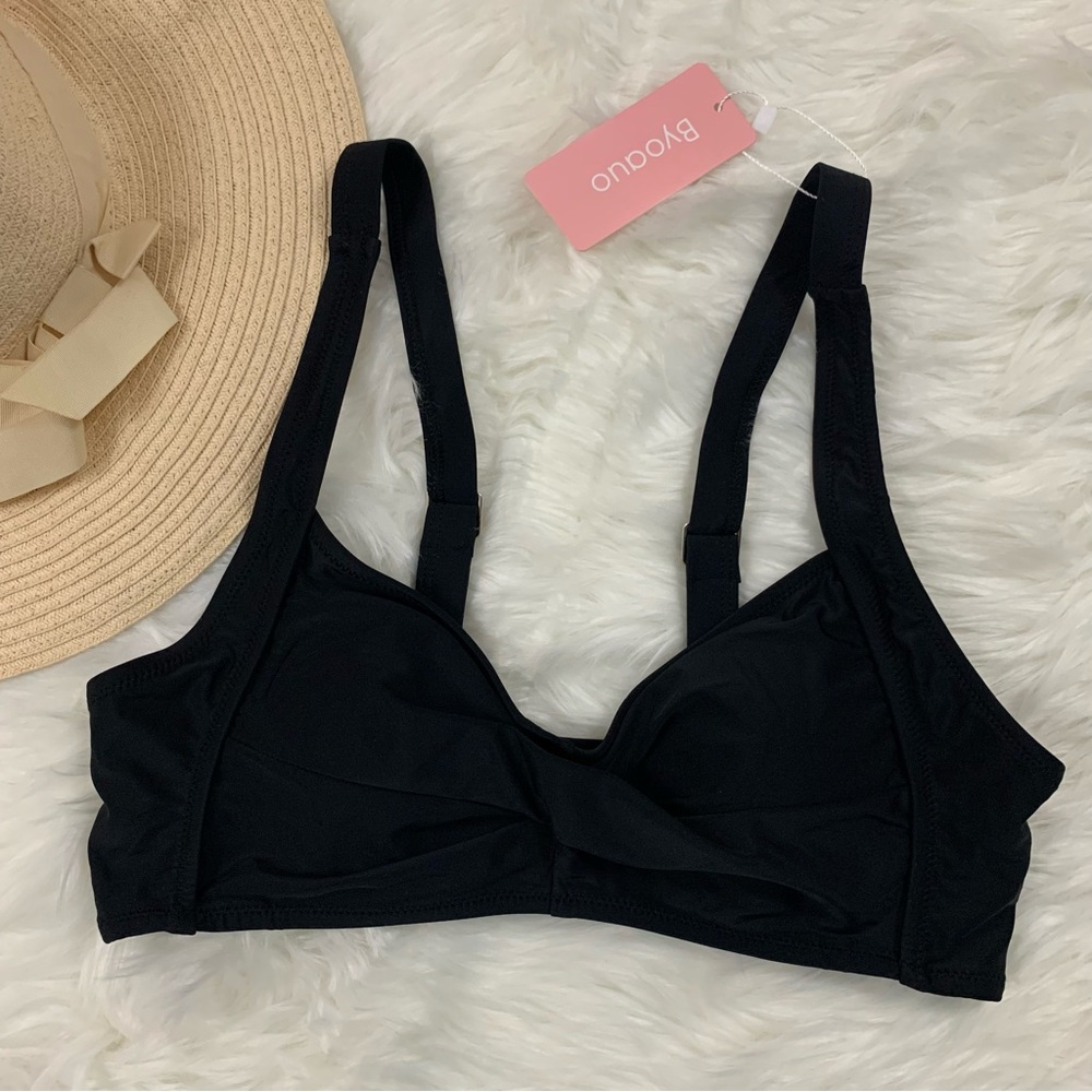 NEW Byoauo Black Bandeau Front Bikini Top